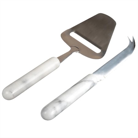 Top Chef 3 x 8.75 in. Genuine Marble Stone Serving Set, White - 2 Piece TO2232674